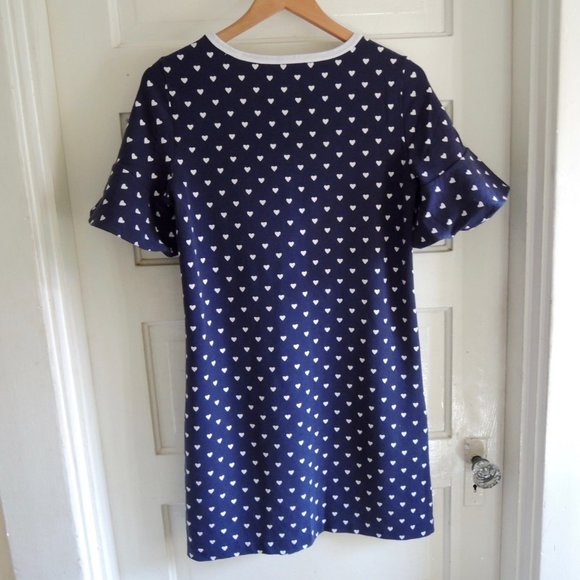 Draper James Navy Blue & White Love Row Hearts Knit Shift Dress M - Picture 3 of 8
